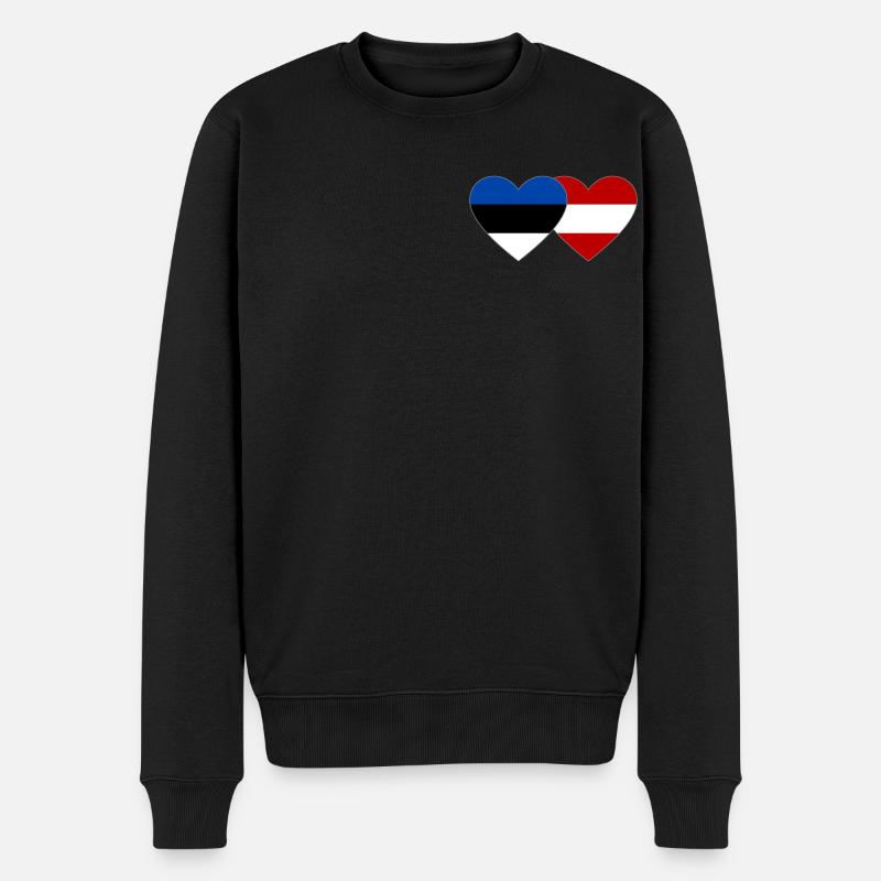 Estonie Autriche Drapeau Coeur - Pull Premium bio Homme - noir