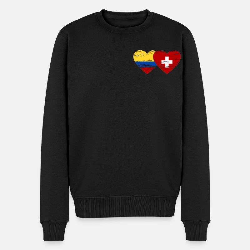 Colombie Suisse Drapeau Coeur utilisé - Pull Premium bio Homme - noir