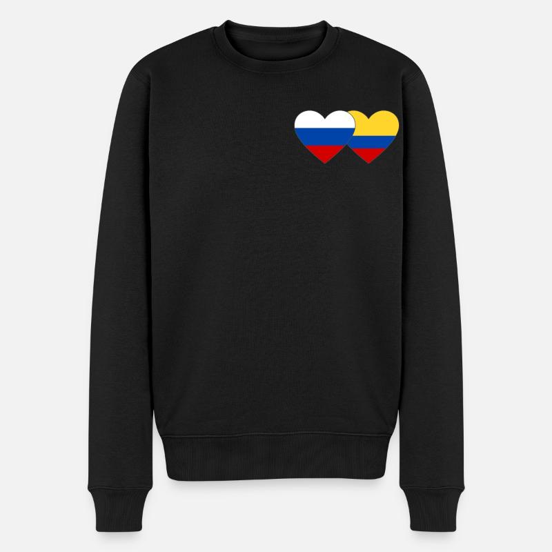 Russie Colombie Drapeau Coeur - Pull Premium bio Homme - noir