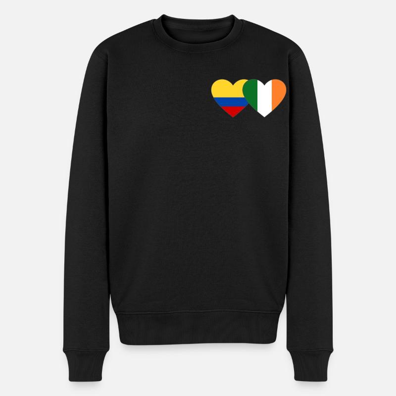 Colombie Irlande Drapeau Coeur - Pull Premium bio Homme - noir
