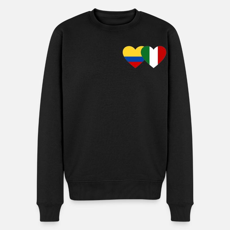 Colombie Italie Drapeau Coeur - Pull Premium bio Homme - noir