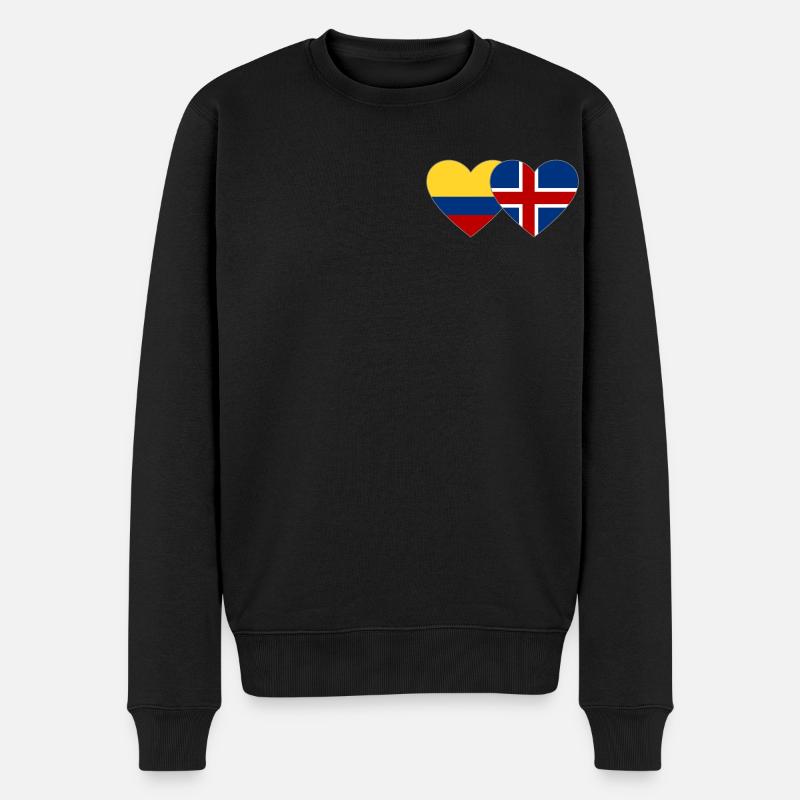 Colombie Islande Drapeau Coeur - Pull Premium bio Homme - noir