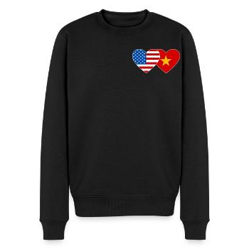 USA Vietnam Flagge Herz - Männer Premium Bio Pullover - Schwarz - Vorne - Nico (187cm)