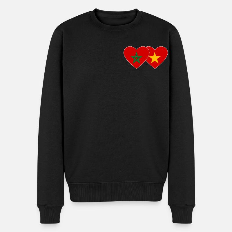 Maroc Vietnam Drapeau Coeur - Pull Premium bio Homme - noir