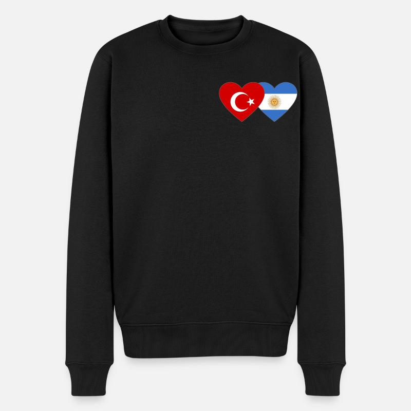 Turquie Argentine Drapeau Coeur - Pull Premium bio Homme - noir