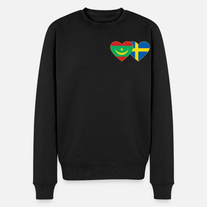Mauritanie Suède Drapeau Coeur - Pull Premium bio Homme - noir