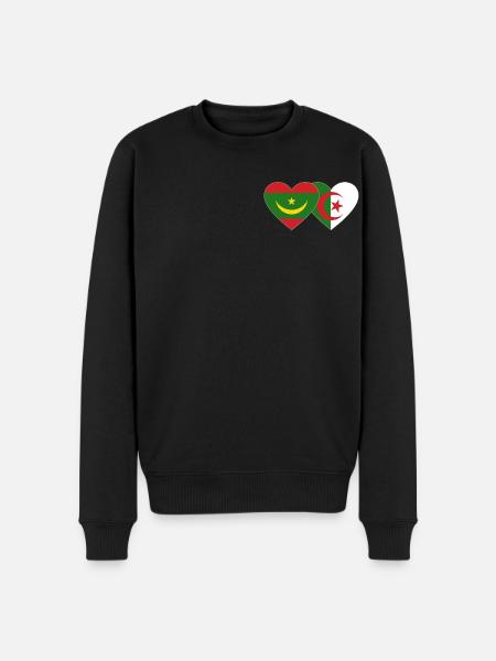 Algeria Mauritania Flag Heart - Men's Premium Organic Jumper - black