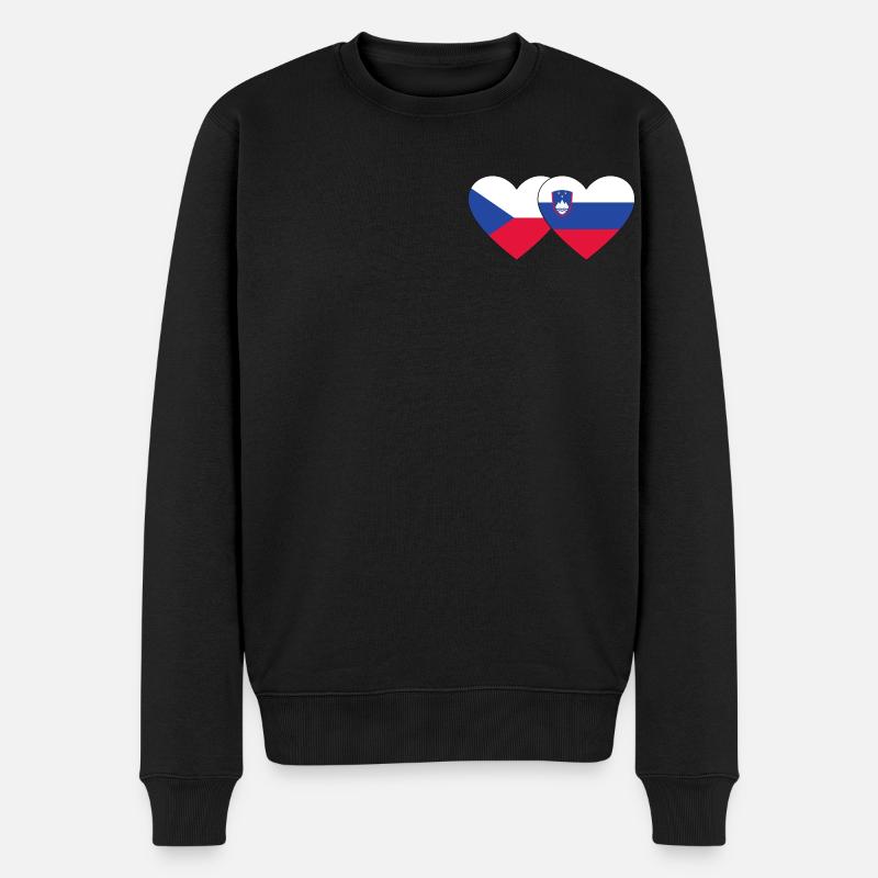 République tchèque Slovénie Drapeau Coeur - Pull Premium bio Homme - noir
