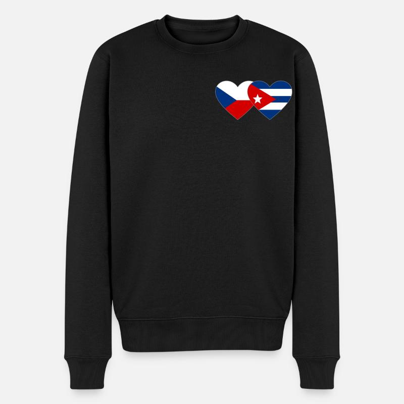 République tchèque Cuba Drapeau Coeur - Pull Premium bio Homme - noir
