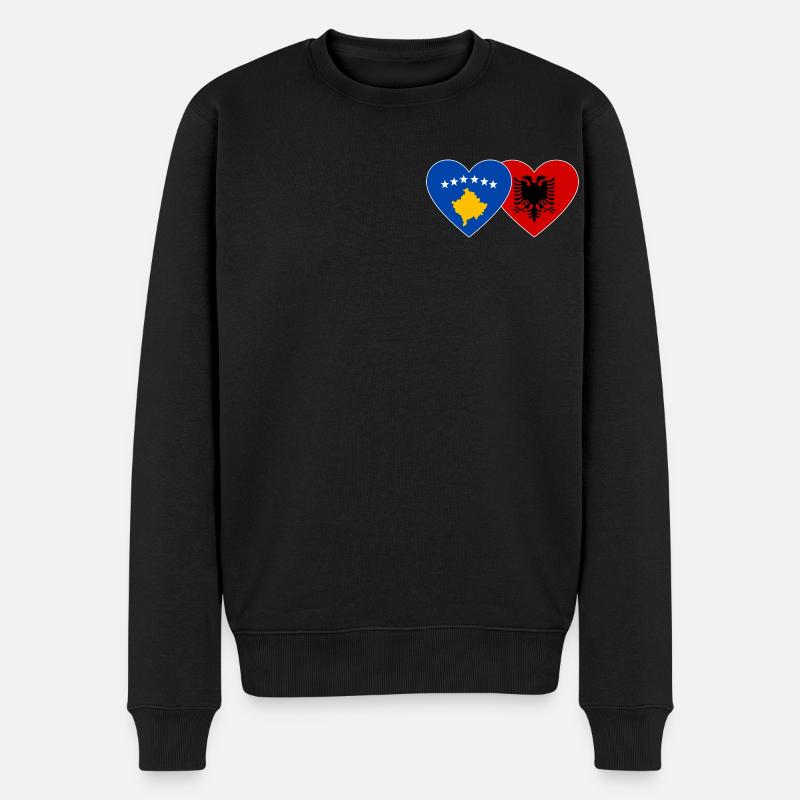 Kosovo Albanie Drapeau Coeur - Pull Premium bio Homme - noir