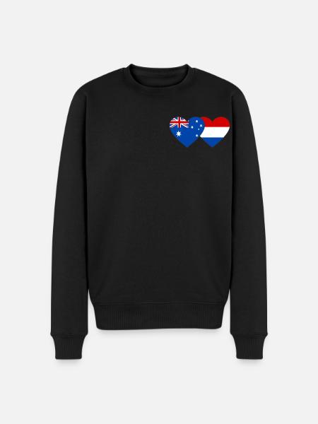 Australia Holland Flag Heart Flag - Men's Premium Organic Jumper - black