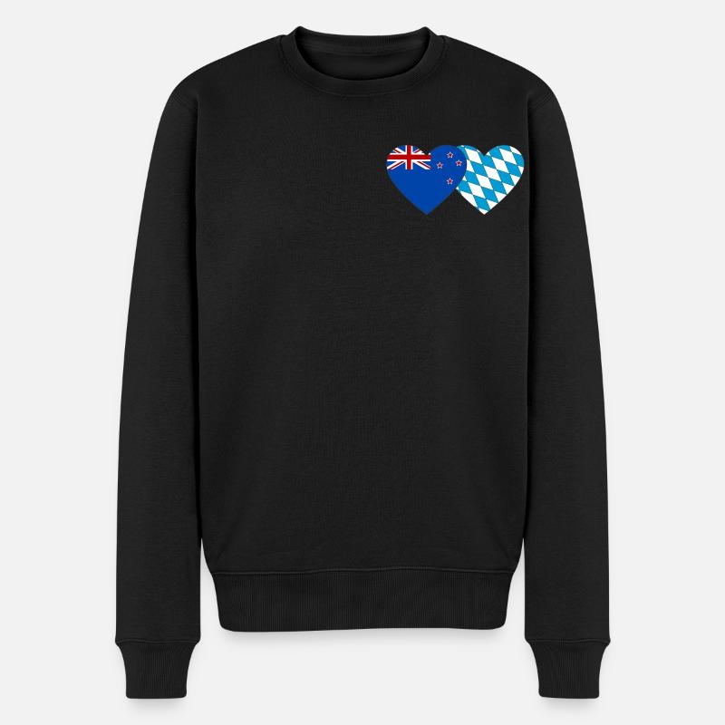 Neuseeland Bayern Flagge Herz - Männer Premium Bio Pullover - Schwarz