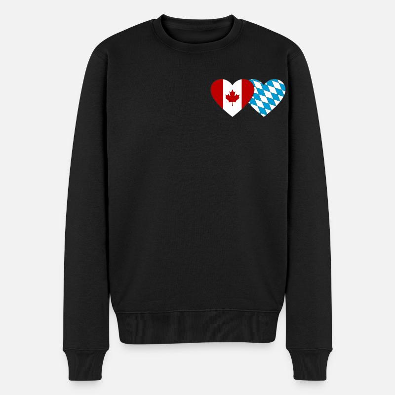 Kanada Bayern Flagge Herz - Männer Premium Bio Pullover - Schwarz