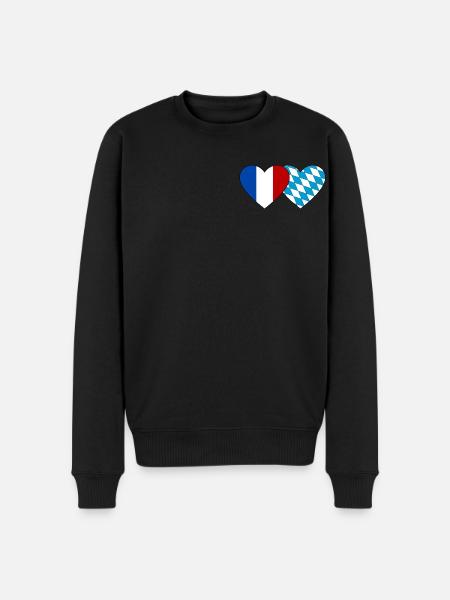 Frankreich Bayern Flagge Herz - Männer Premium Bio Pullover - Schwarz