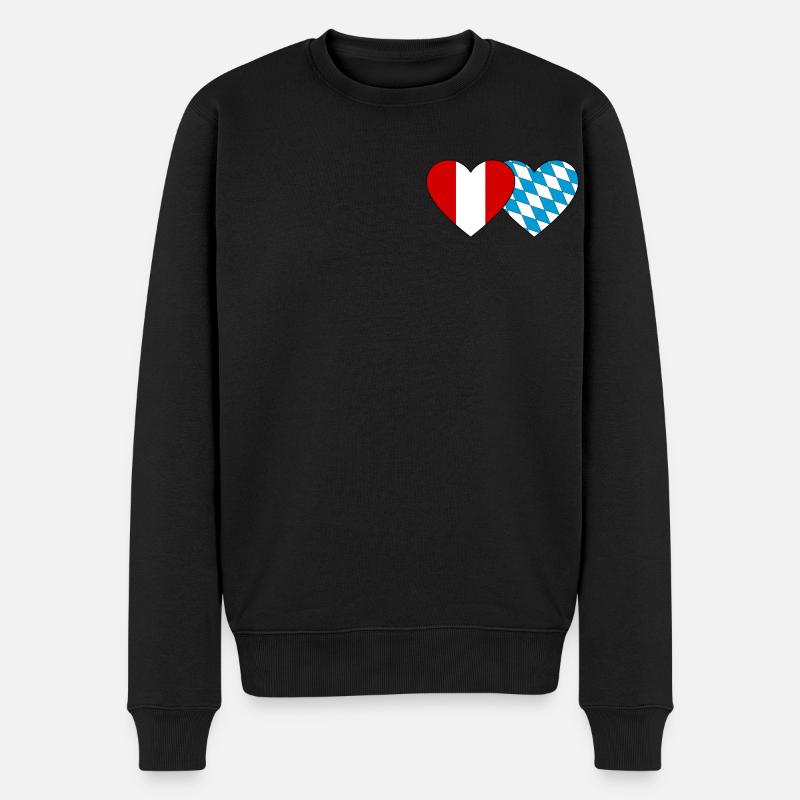 Peru Bayern Flagge Herz - Männer Premium Bio Pullover - Schwarz