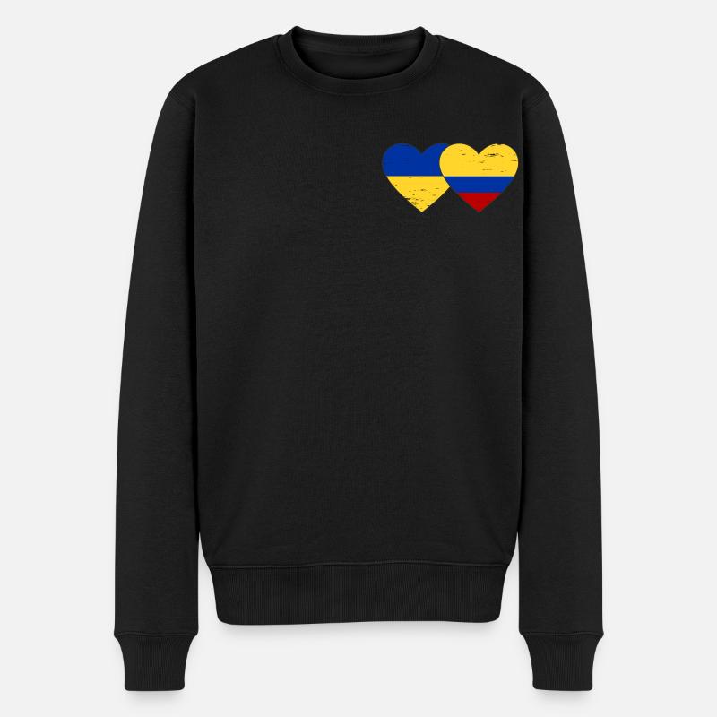 Ukraine Colombie Drapeau Coeur Utilisé - Pull Premium bio Homme - noir