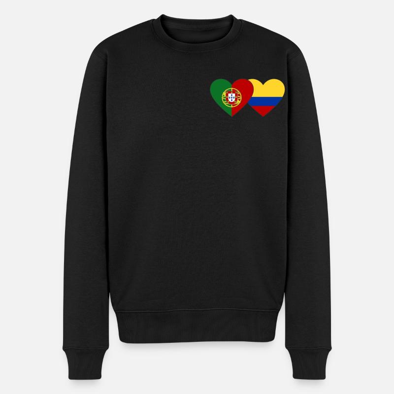 Portugal Colombie Drapeau Coeur - Pull Premium bio Homme - noir