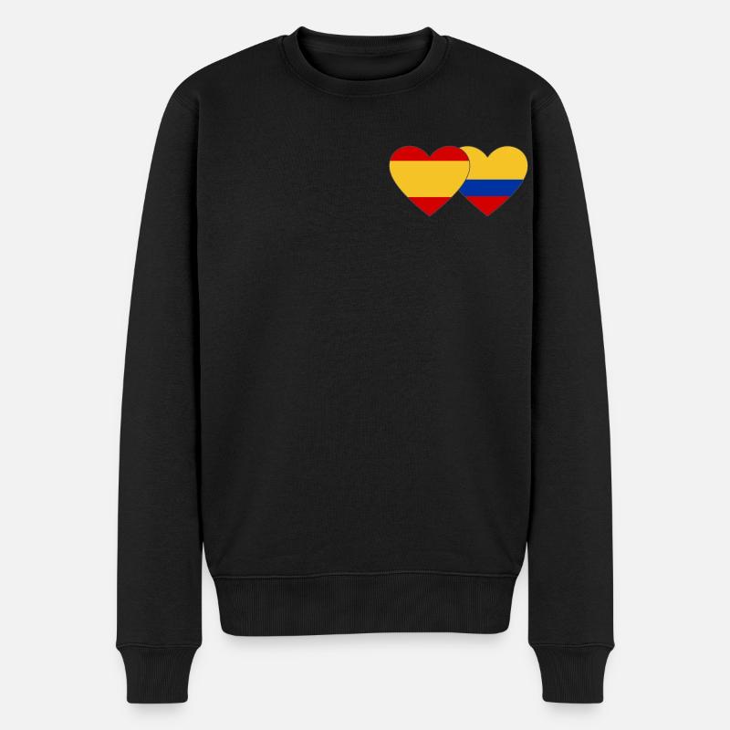 Espagne Colombie Drapeau Coeur - Pull Premium bio Homme - noir