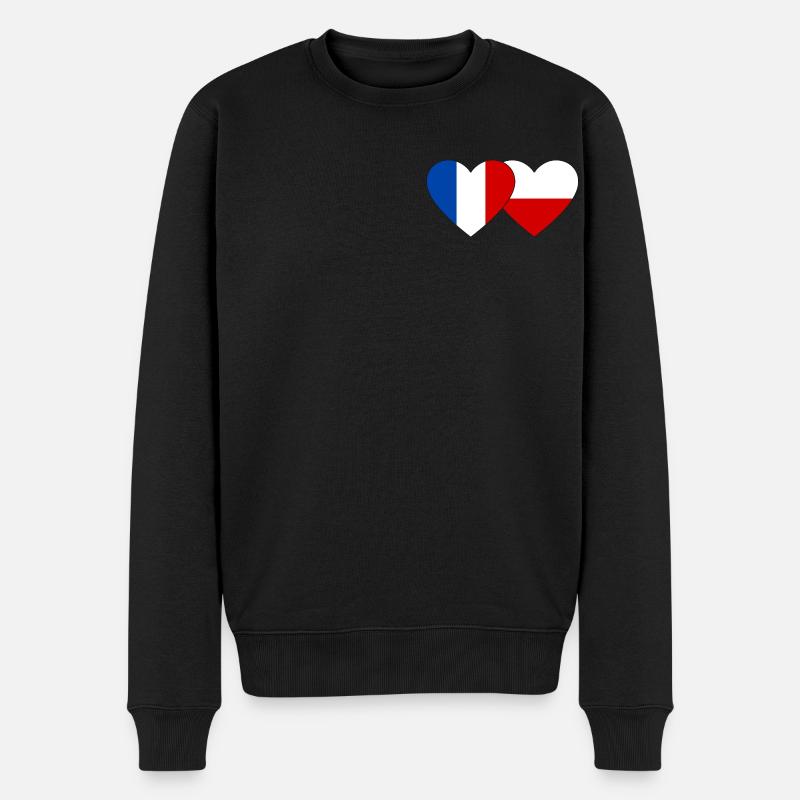 France Pologne Drapeau Coeur - Pull Premium bio Homme - noir