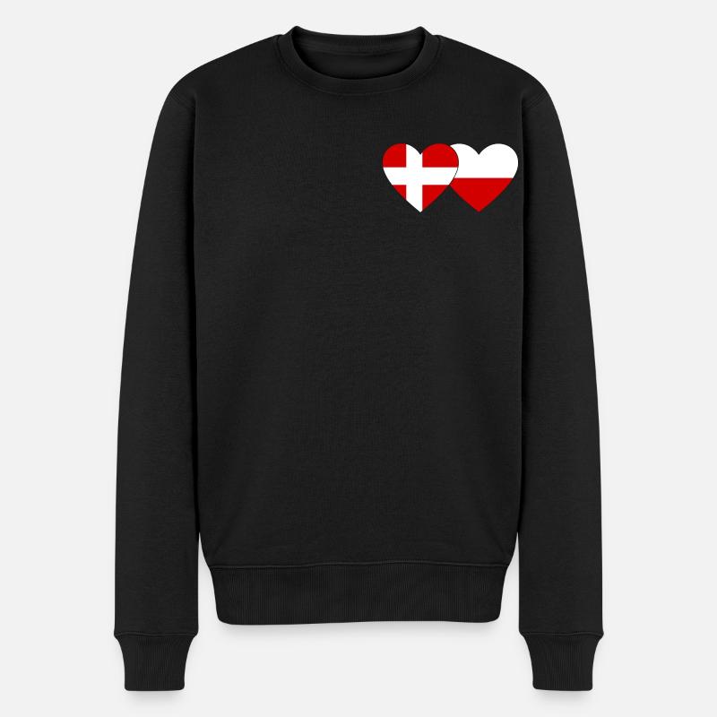 Danemark Pologne Drapeau Coeur - Pull Premium bio Homme - noir