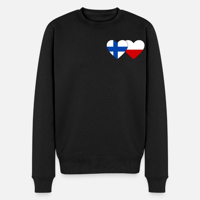 Finlande Pologne Drapeau Coeur - Pull Premium bio Homme - noir