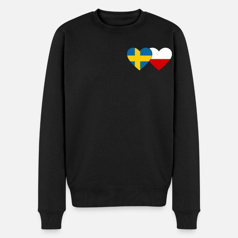 Suède Pologne Drapeau Coeur - Pull Premium bio Homme - noir