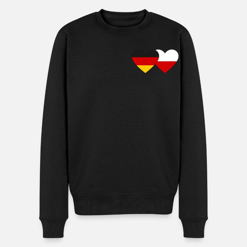 Allemagne Pologne Drapeau Coeur - Pull Premium bio Homme - noir