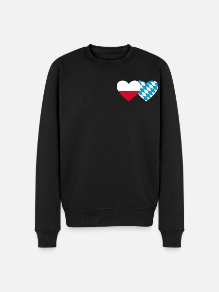 Pologne Bavière Drapeau Coeur - Pull Premium bio Homme - noir