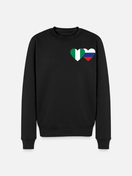 Nigeria Russie Drapeau Coeur - Pull Premium bio Homme - noir