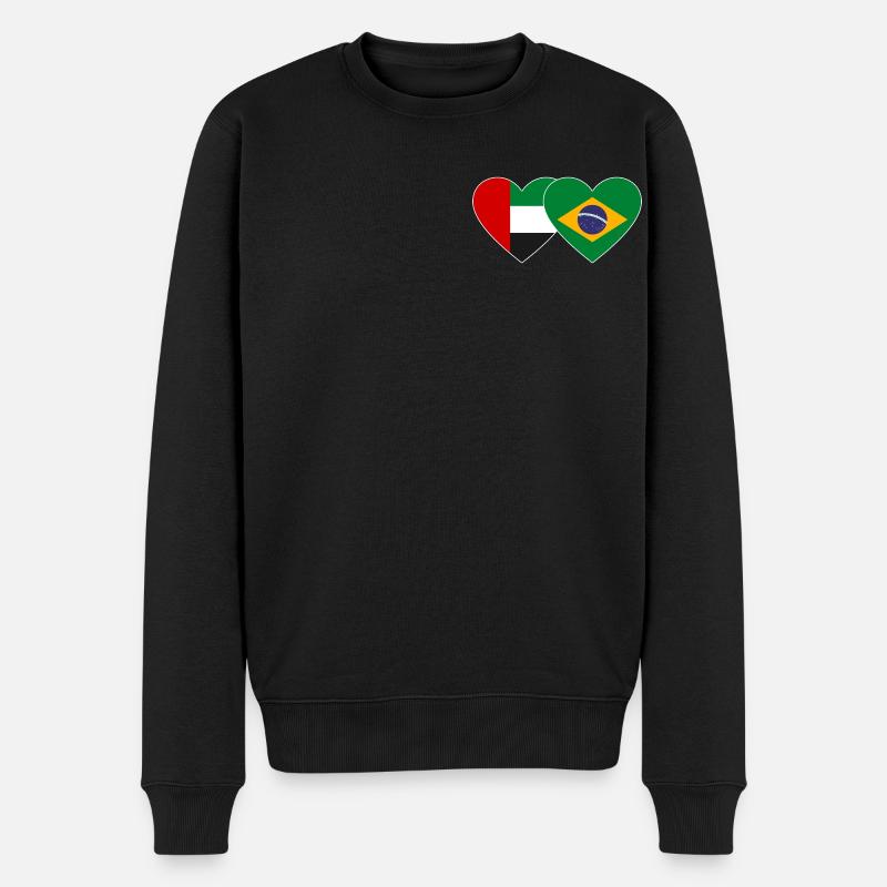 Vereinigte Arabische Emirate Brasilien Flagge Herz - Männer Premium Bio Pullover - Schwarz
