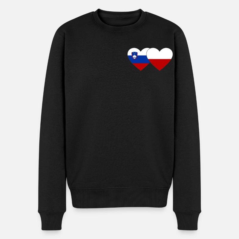Slovénie Pologne Drapeau Coeur - Pull Premium bio Homme - noir