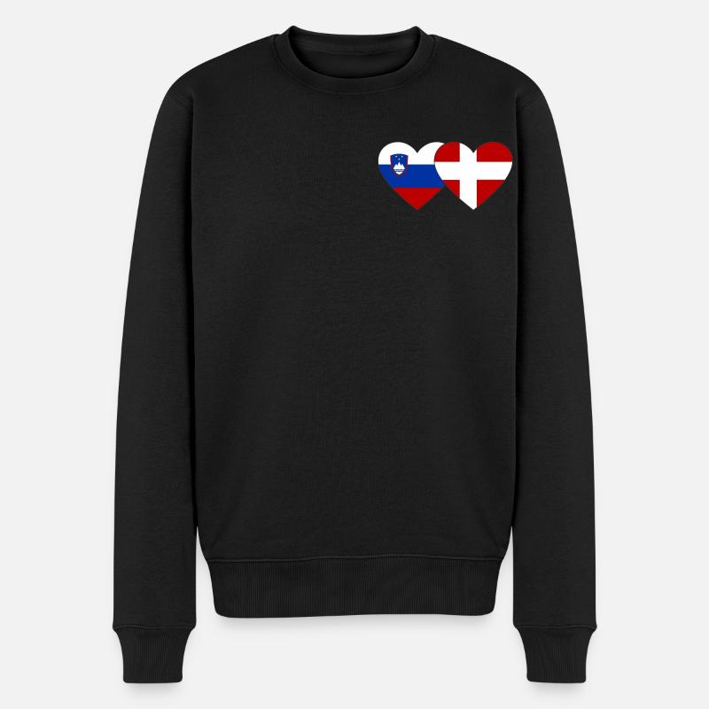 Slovénie Danemark Drapeau Coeur - Pull Premium bio Homme - noir
