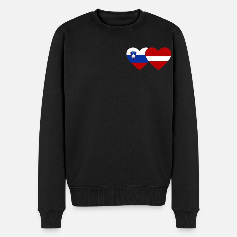 Slovénie Lettonie Drapeau Coeur - Pull Premium bio Homme - noir