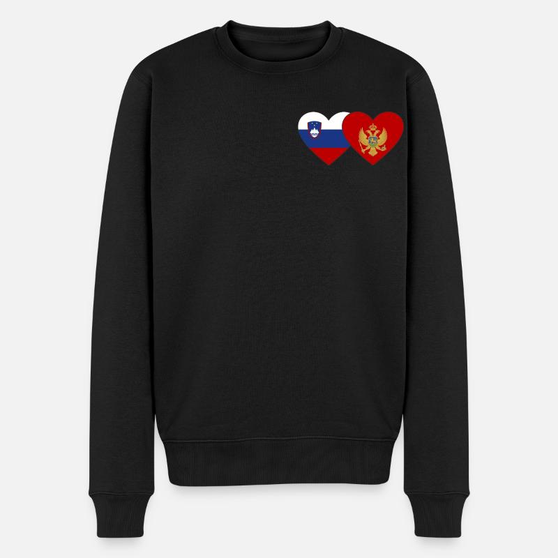 Slovénie Monténégro Drapeau Coeur - Pull Premium bio Homme - noir