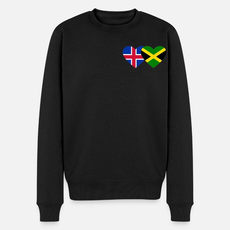 Islande Jamaïque Drapeau Coeur - Pull Premium bio Homme - noir