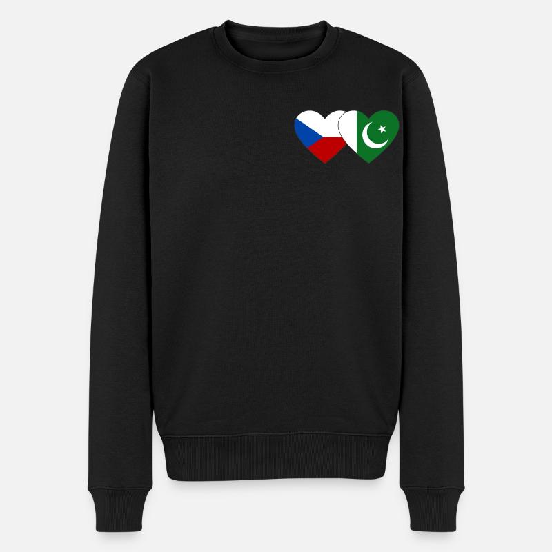 République tchèque Pakistan Drapeau Coeur - Pull Premium bio Homme - noir