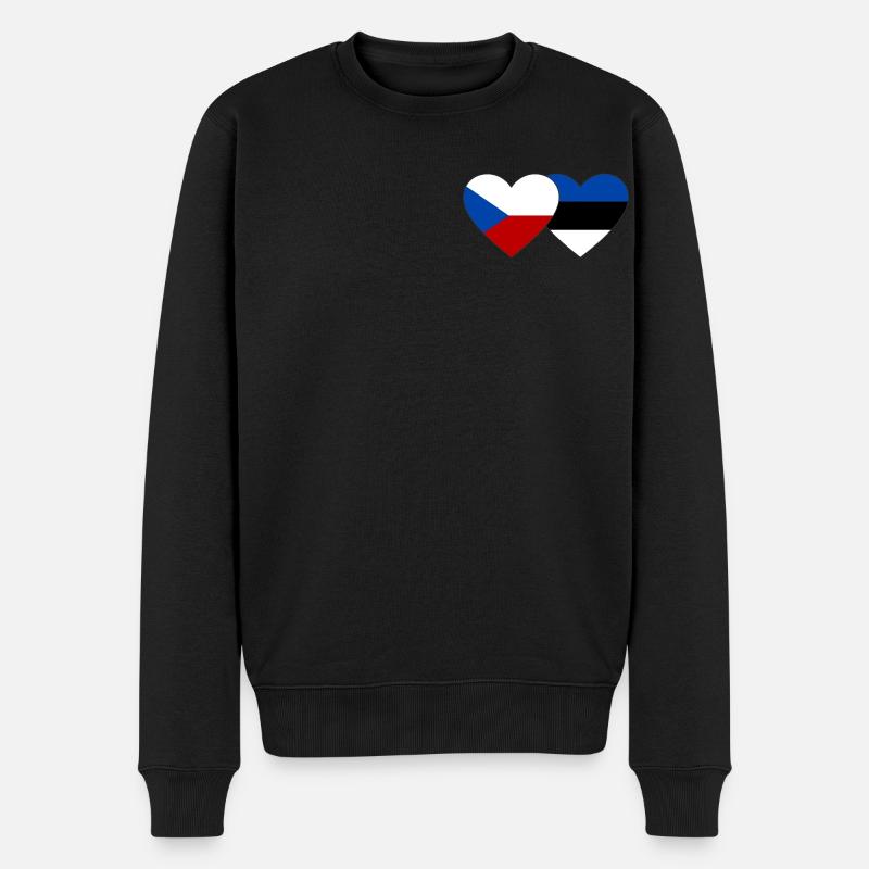 République tchèque Estonie Drapeau Coeur - Pull Premium bio Homme - noir