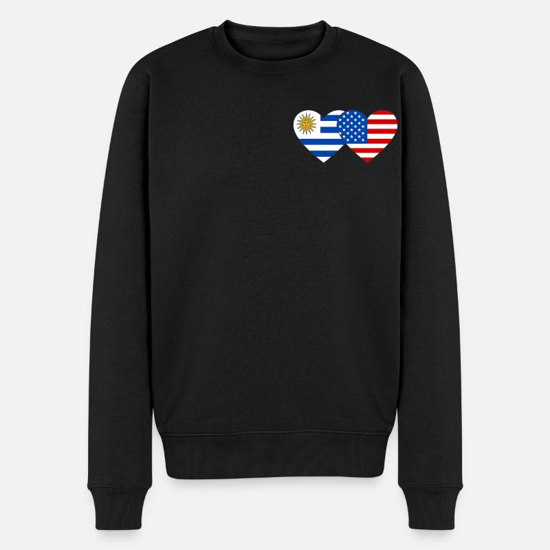 Uruguay USA Flagge Herz - Männer Premium Bio Pullover - Schwarz