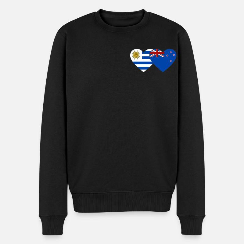 Uruguay Nouvelle-Zélande Drapeau Coeur - Pull Premium bio Homme - noir