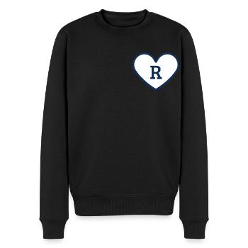 Lettre r cœur sport tendance bleu - idée cadeau - Pull Premium bio Homme - noir - Devant - Nico (187cm)