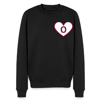 Lettre o cœur sport tendance bordeaux -idée cadeau - Pull Premium bio Homme - noir - Devant - Nico (187cm)