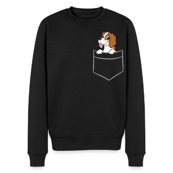 Beagle - In Brusttasche / Hemdtasche - Männer Premium Bio Pullover - Schwarz - Vorne - Nico (187cm)