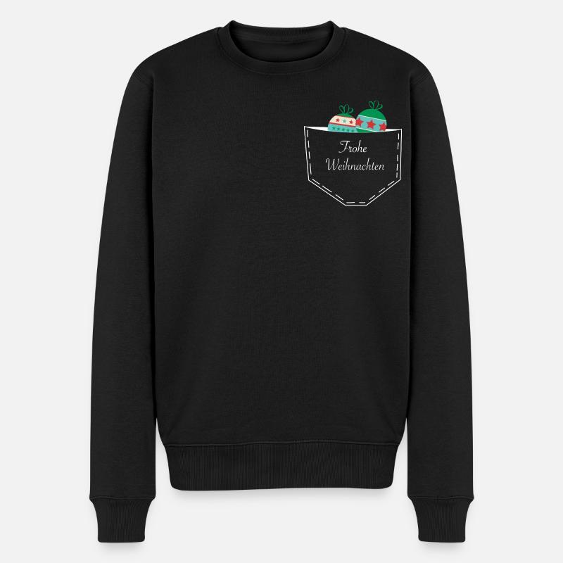Frohe Weihnachten Pocket - Männer Premium Bio Pullover - Schwarz