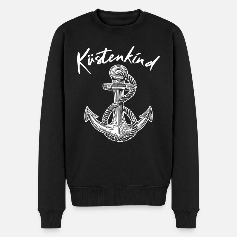 Küstenkind - Anker - Männer Premium Bio Pullover - Schwarz