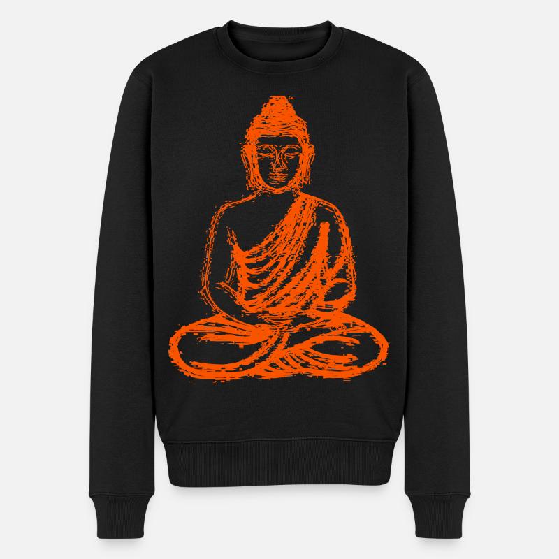 Buddha – Neon Glitch Spiritual Art - Männer Premium Bio Pullover - Schwarz