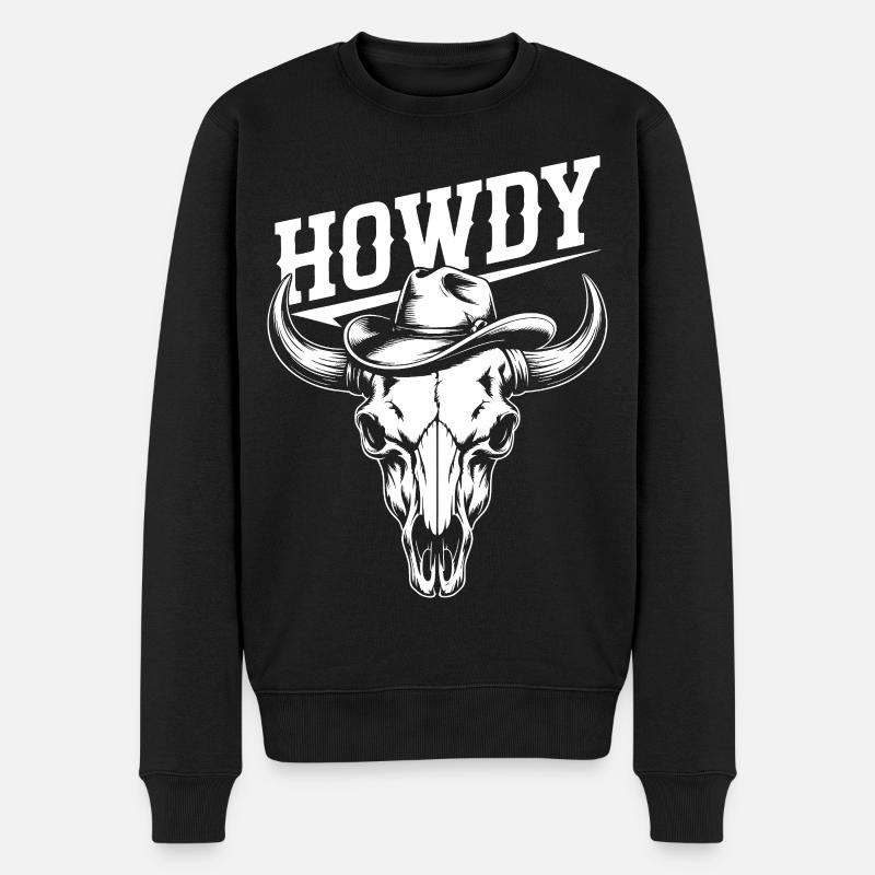 Line Dance Howdy Western Büffelschädel - Männer Premium Bio Pullover - Schwarz