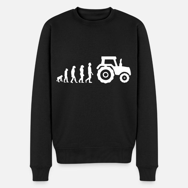 Evolution Traktor - Männer Premium Bio Pullover - Schwarz