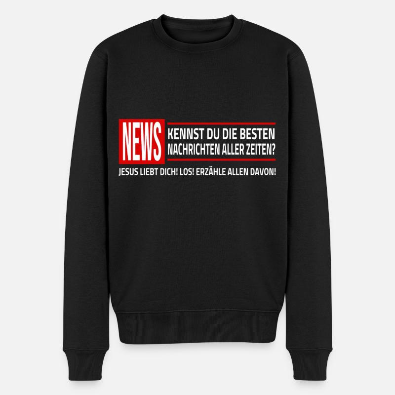 Jesus Christus News Jesus Liebt Dich Christlich - Männer Premium Bio Pullover - Schwarz