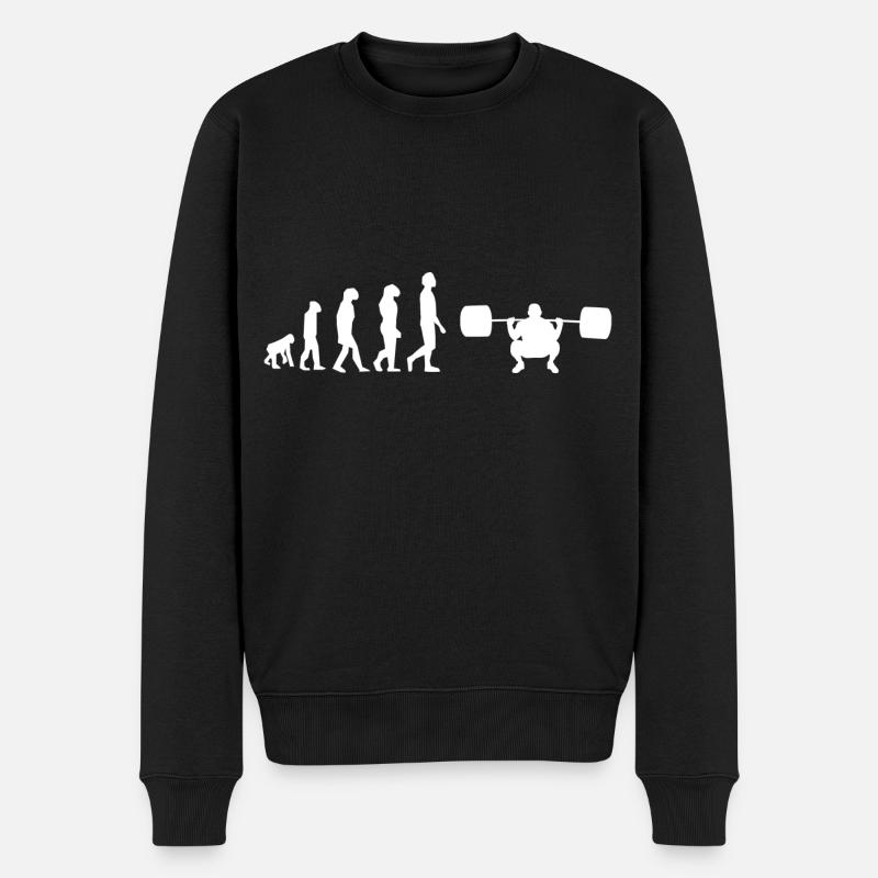 Evolution des Gewichthebens - Männer Premium Bio Pullover - Schwarz