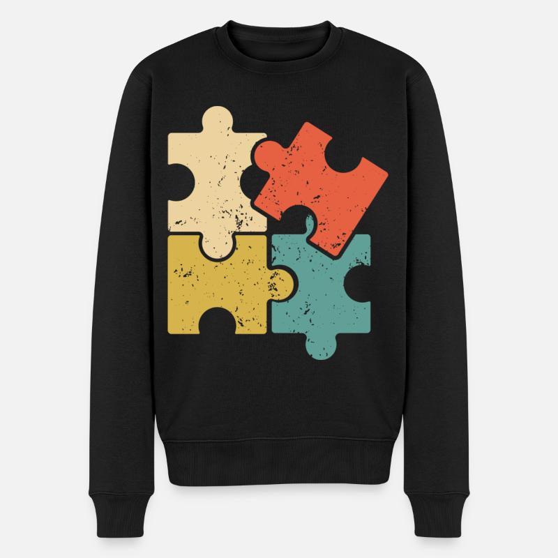 Puzzle Vintage Puzzles Rätsel - Männer Premium Bio Pullover - Schwarz